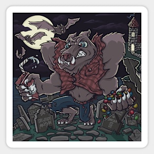 WereWolf Halloween Trick or treat m&m Juicebox Magnet